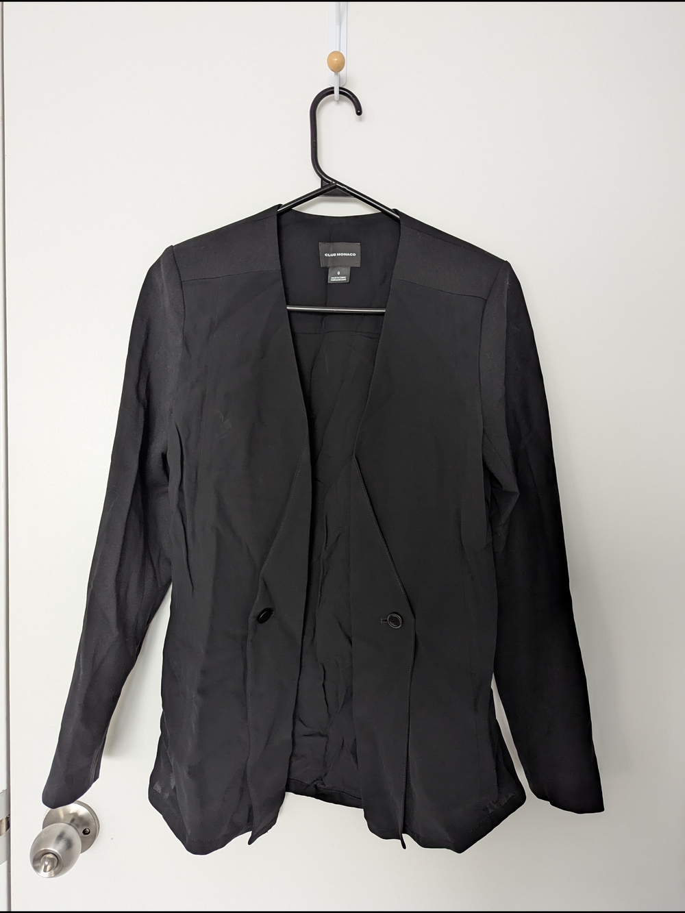 Club Monaco Black Open-Front Draped Blazer